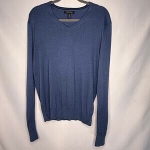 Banana Republic Silk Cashmere Blend V-Neck Sweater Mens Medium Blue Luxury Blend